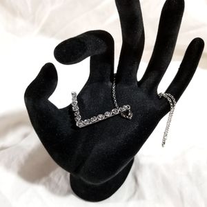 Or Paz Sterling Silver Rose V-Shaped Bar Design Necklace, 18"